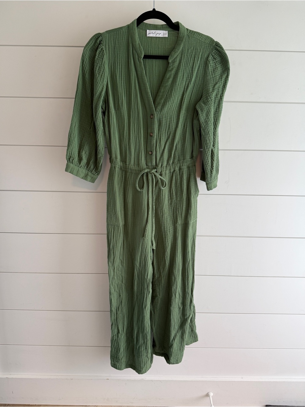 Petal & Pup Mint Green Gauze Cropped Jumpsuit, Size Small